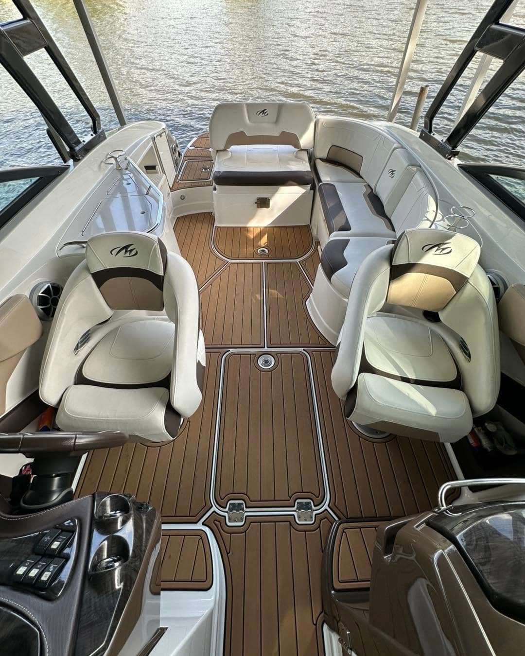 Monterey cockpit, on a lift after a boat detail