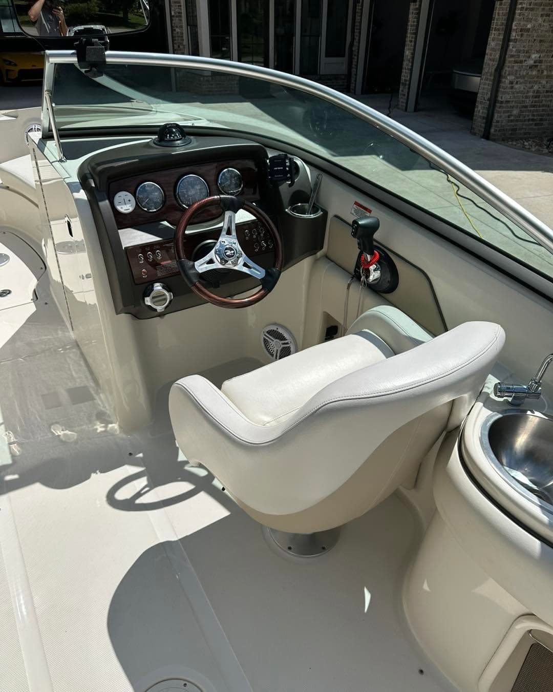 Sea Ray helm after a boat detail