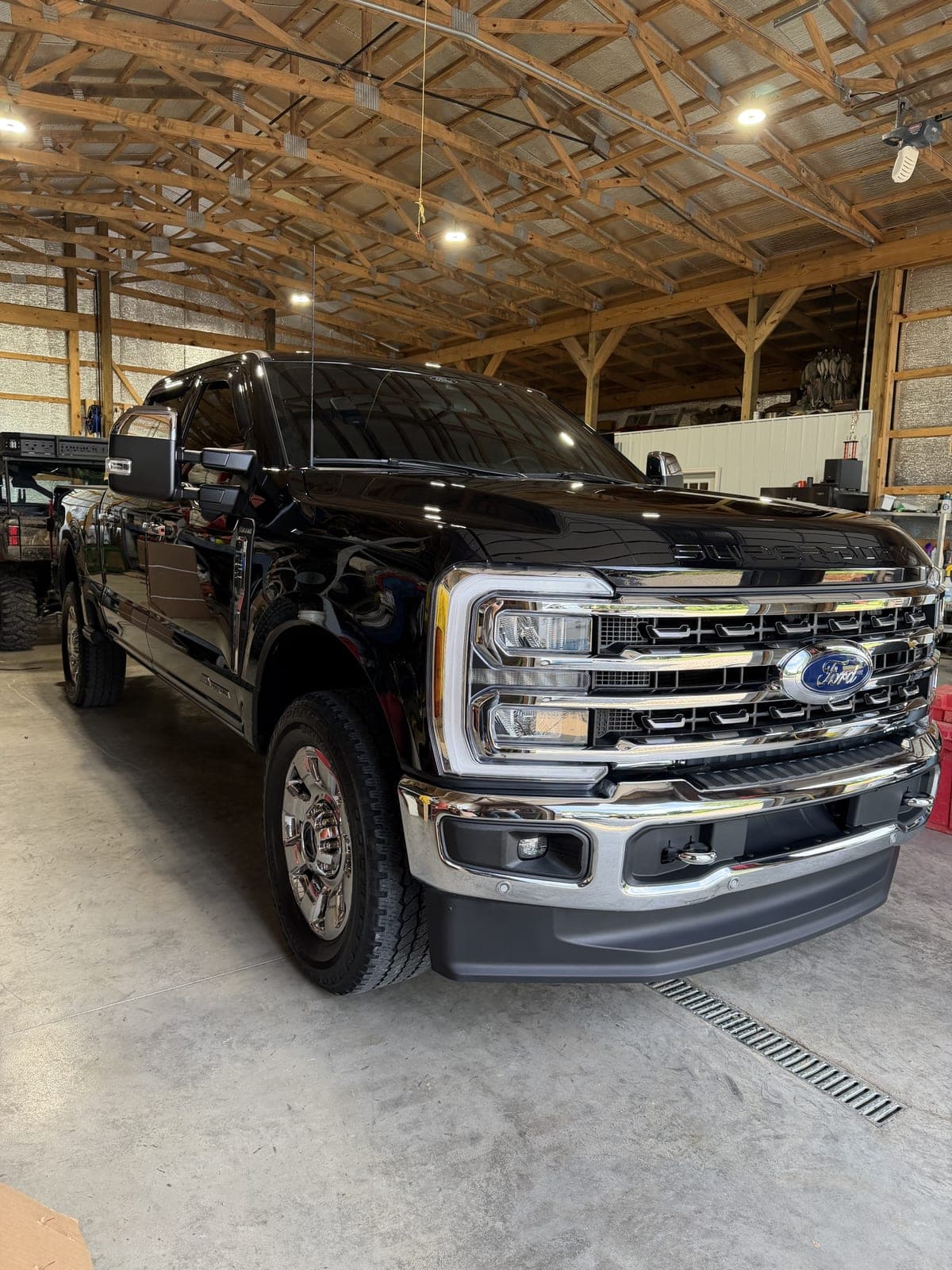 Black F-250 King Ranch after an exterior detail