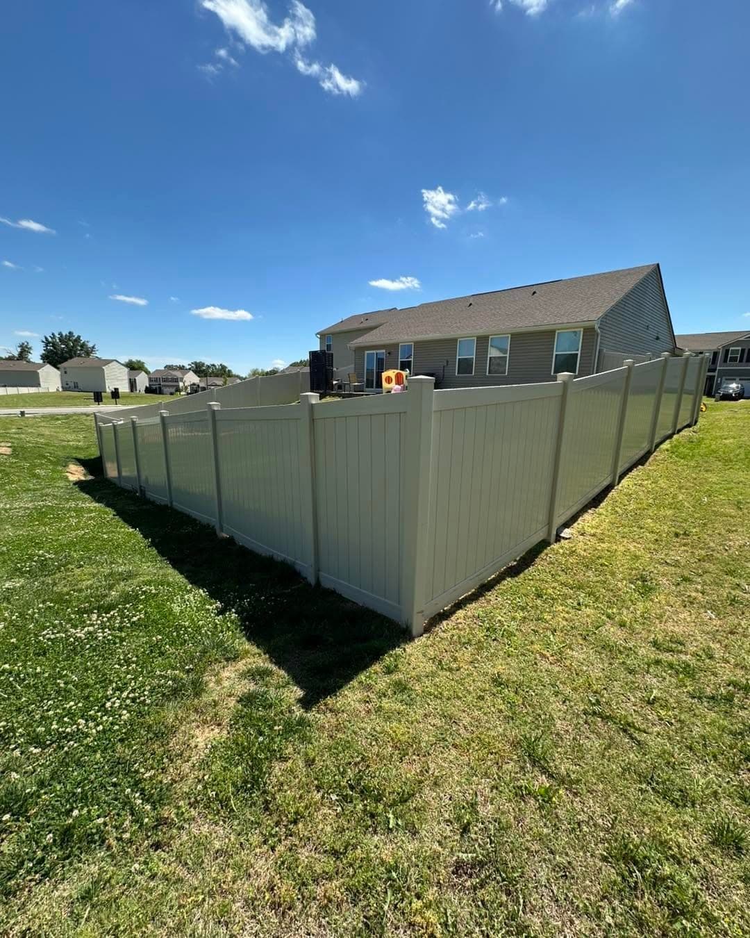 Vinyl fence after a wash